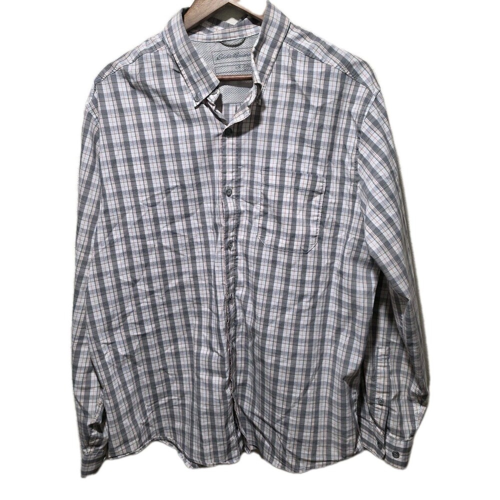 Eddie Bauer Voyager Flex Men's Long Sleeve Plaid Outdoor Shirt XL